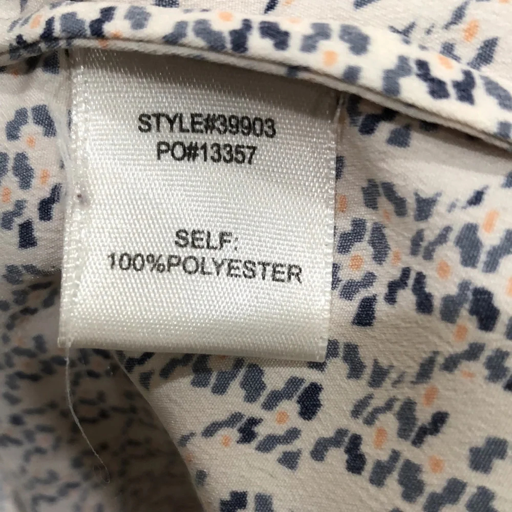 Anthropologie Skies Are Blue Blouse Size Small Cream Blue Print Bubble Sleeve